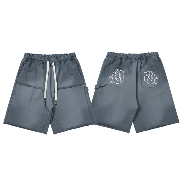 Godspeed Short Noir Gris Taille Élastique Ourlet Raw-Cut 15