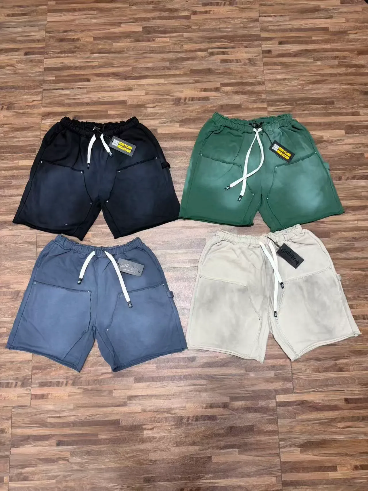 Godspeed Short Noir Gris Taille Élastique Ourlet Raw-Cut 17