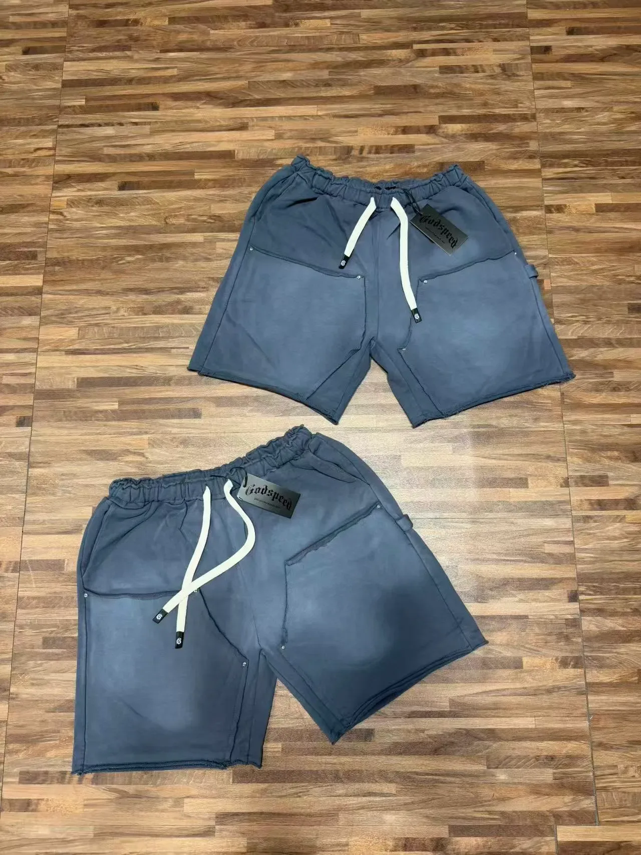 Godspeed Short Noir Gris Taille Élastique Ourlet Raw-Cut 18