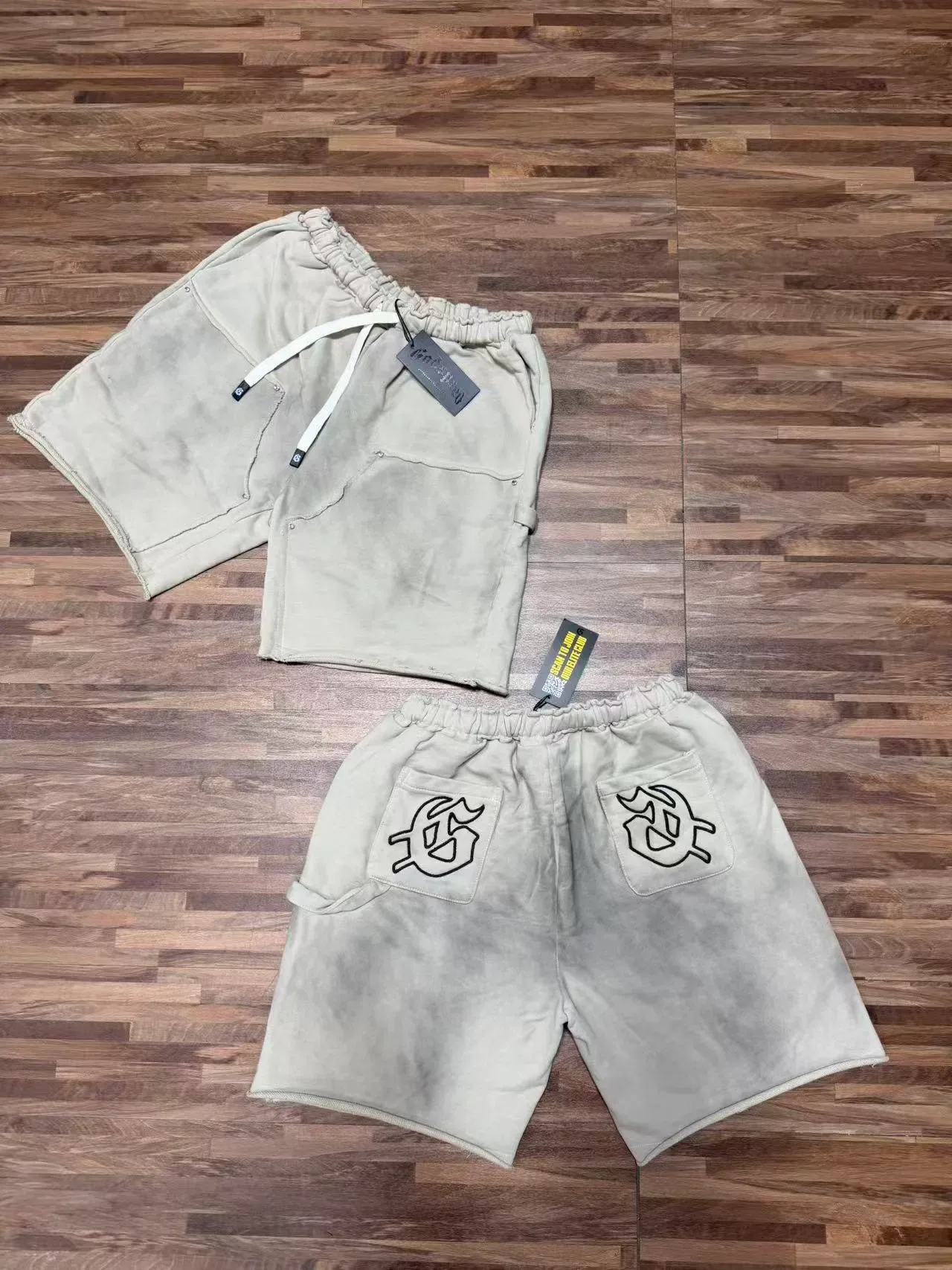Godspeed Short Noir Gris Taille Élastique Ourlet Raw-Cut 20