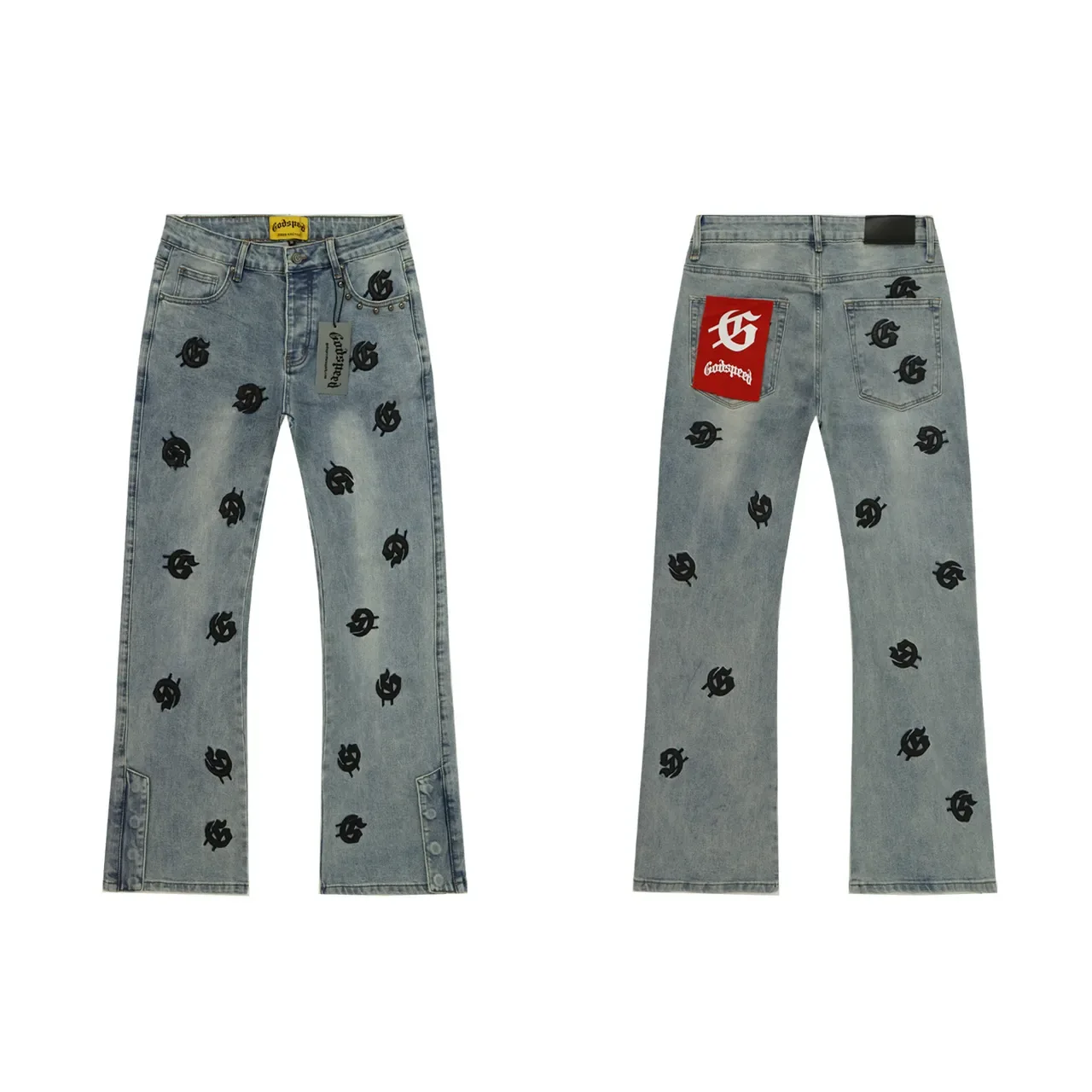 Godspeed Jeans évasés avec logo brodé partout 2