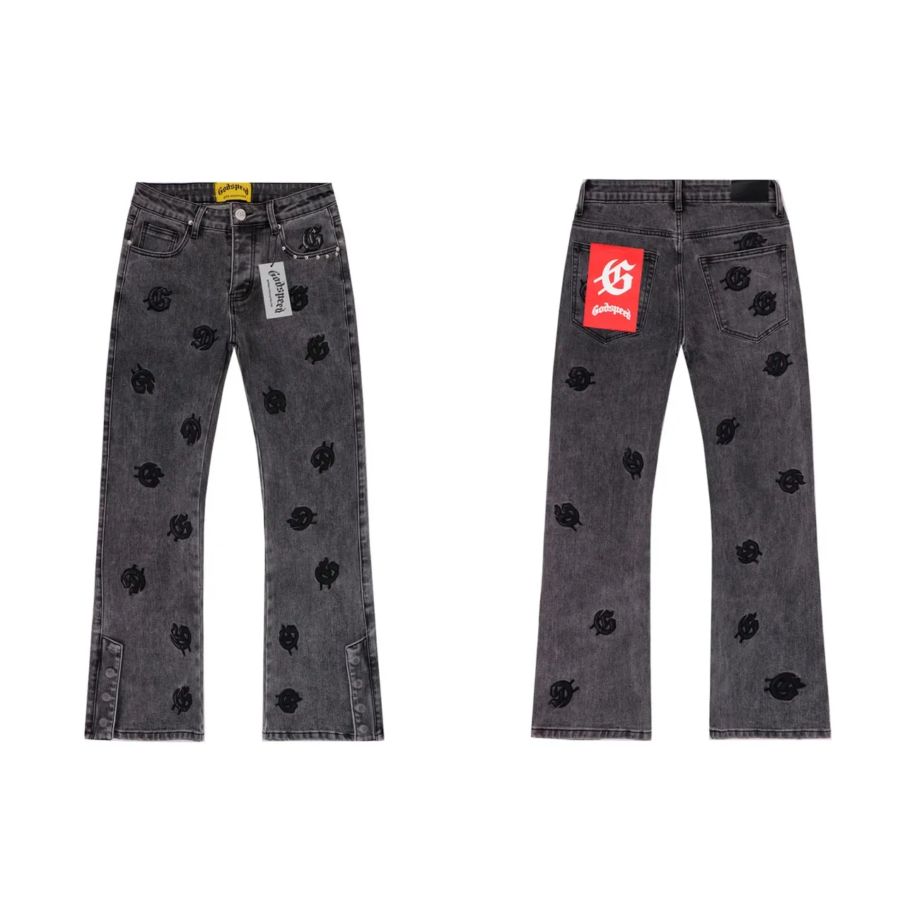 Godspeed Jeans évasés avec logo brodé partout 3