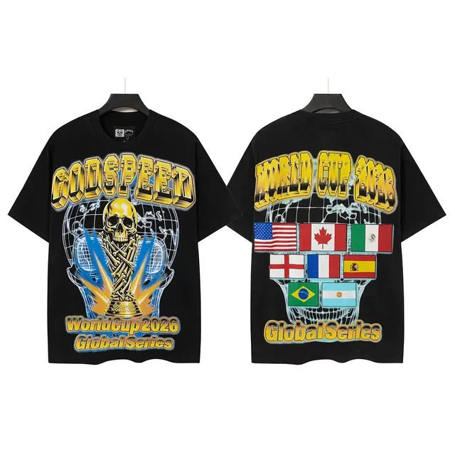 Camiseta gráfica preta Godspeed WorldCup2026 Série Global 2