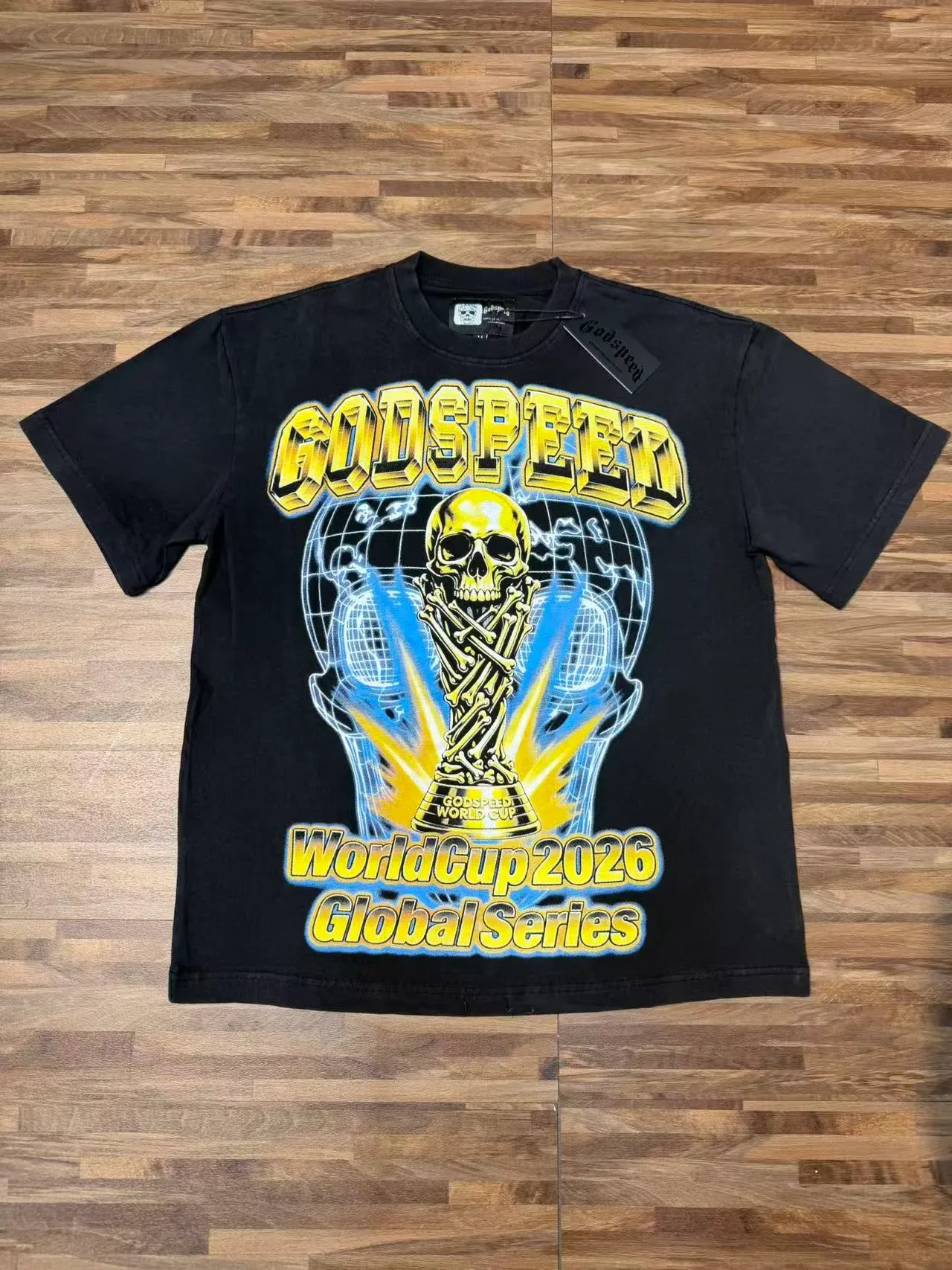 Camiseta gráfica preta Godspeed WorldCup2026 Série Global 5