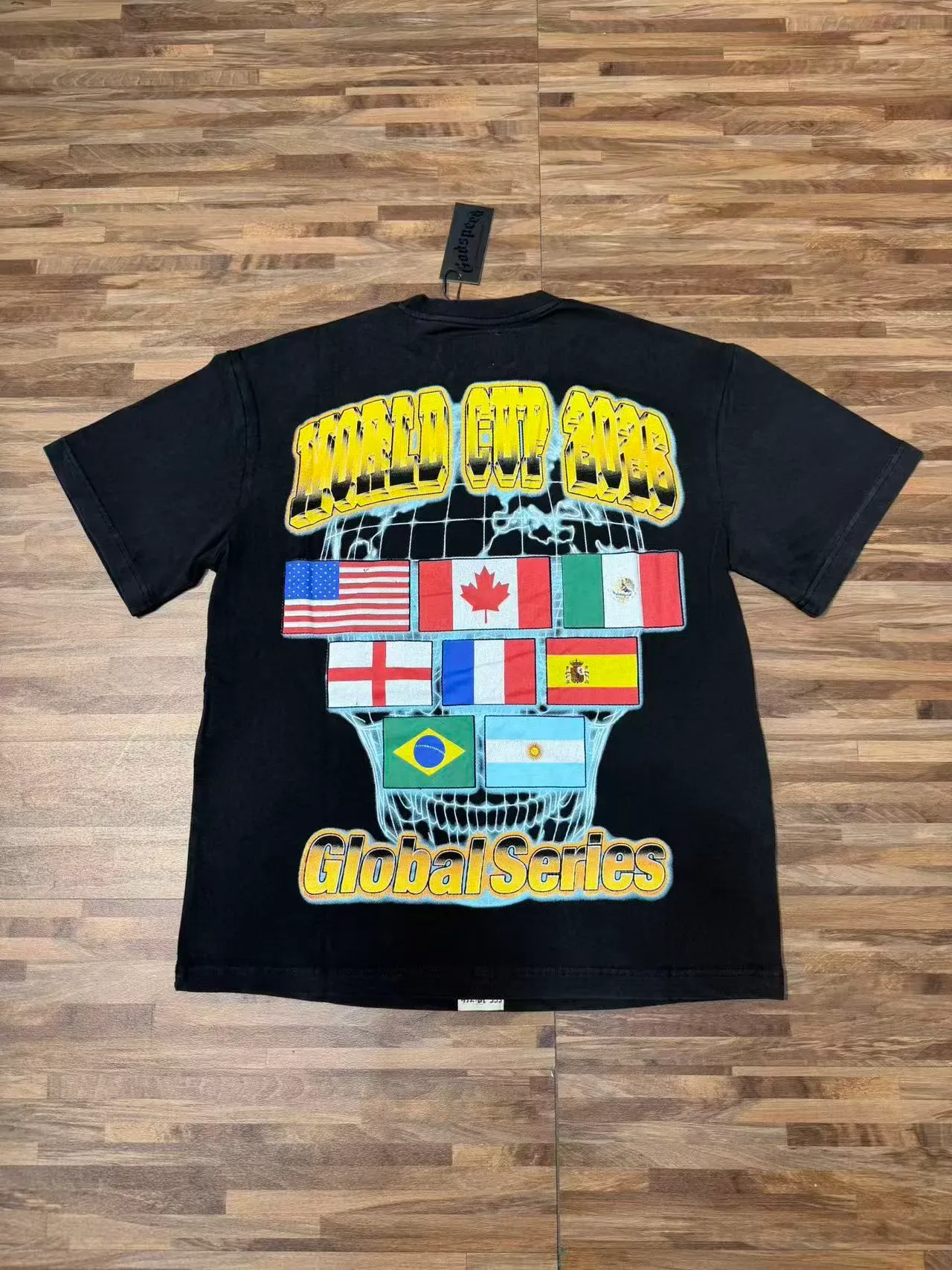 Camiseta gráfica preta Godspeed WorldCup2026 Série Global 6