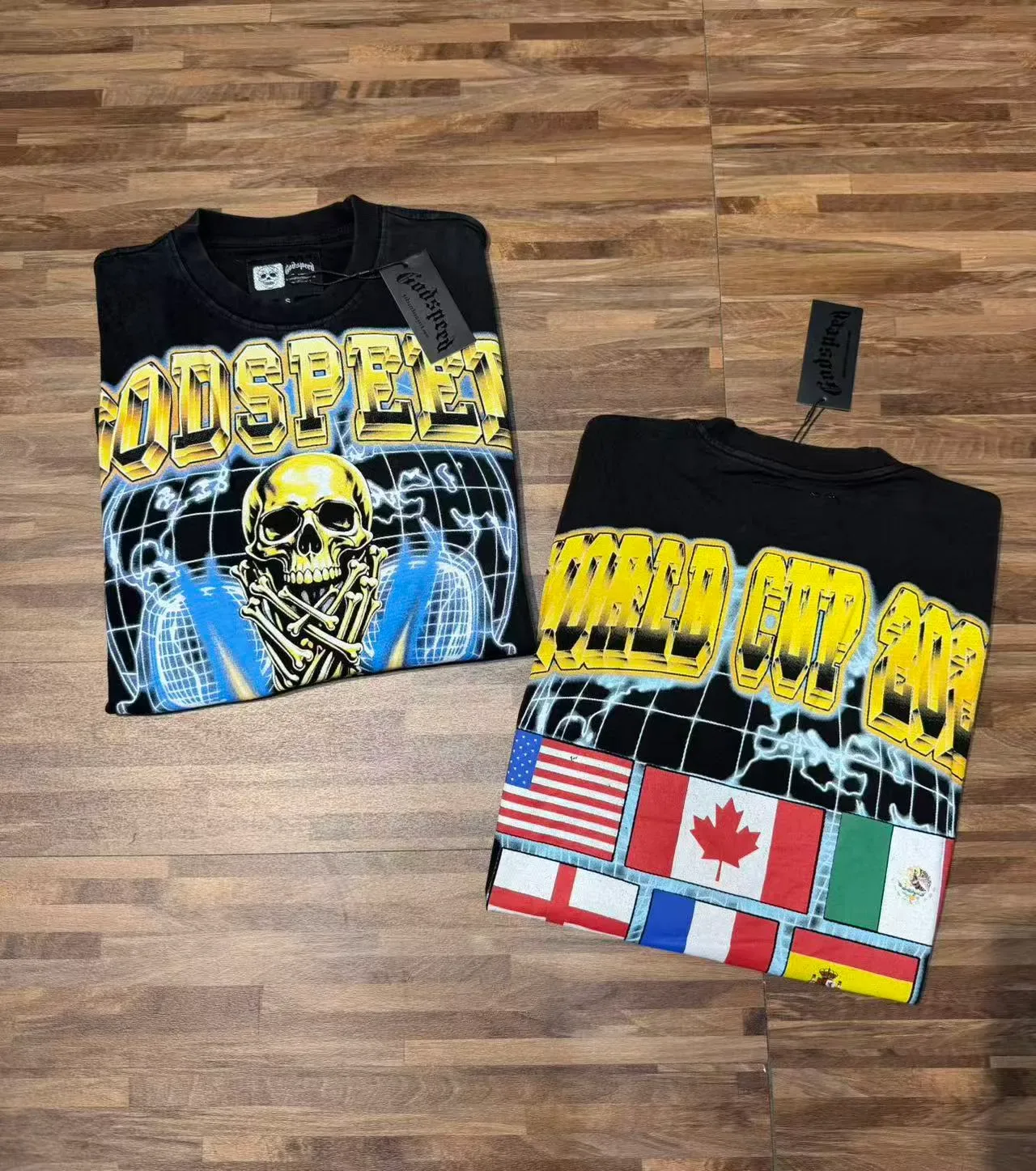 Camiseta gráfica preta Godspeed WorldCup2026 Série Global 7
