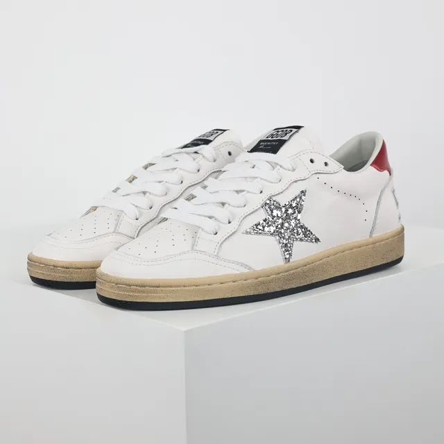 Golden Goose blanc rouge cuir glitter étoile appliqué Lifestyle Sneakers 2