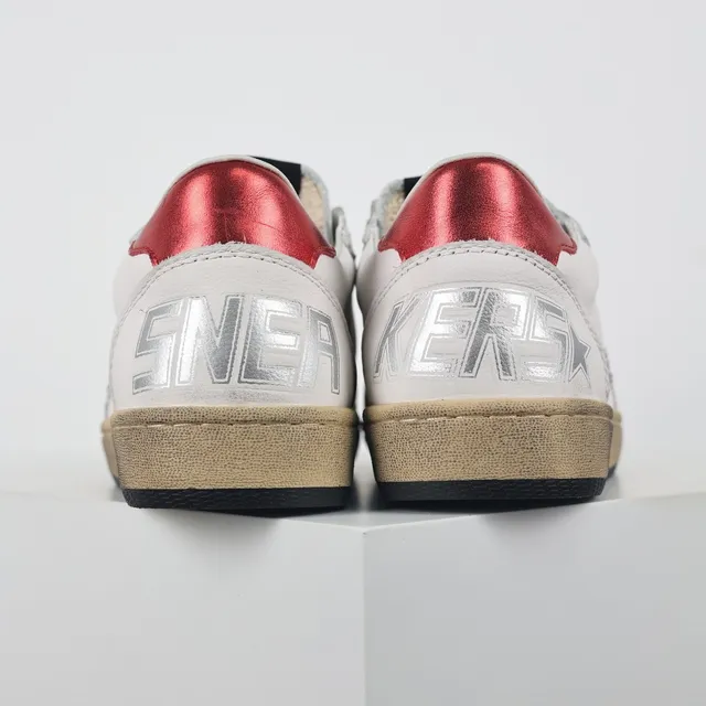 Golden Goose blanc rouge cuir glitter étoile appliqué Lifestyle Sneakers 8