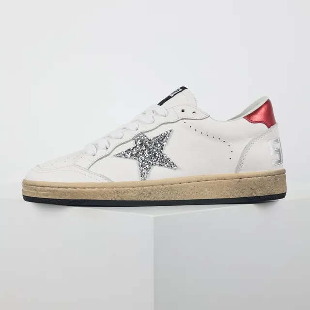 Golden Goose blanc rouge cuir glitter étoile appliqué Lifestyle Sneakers 9