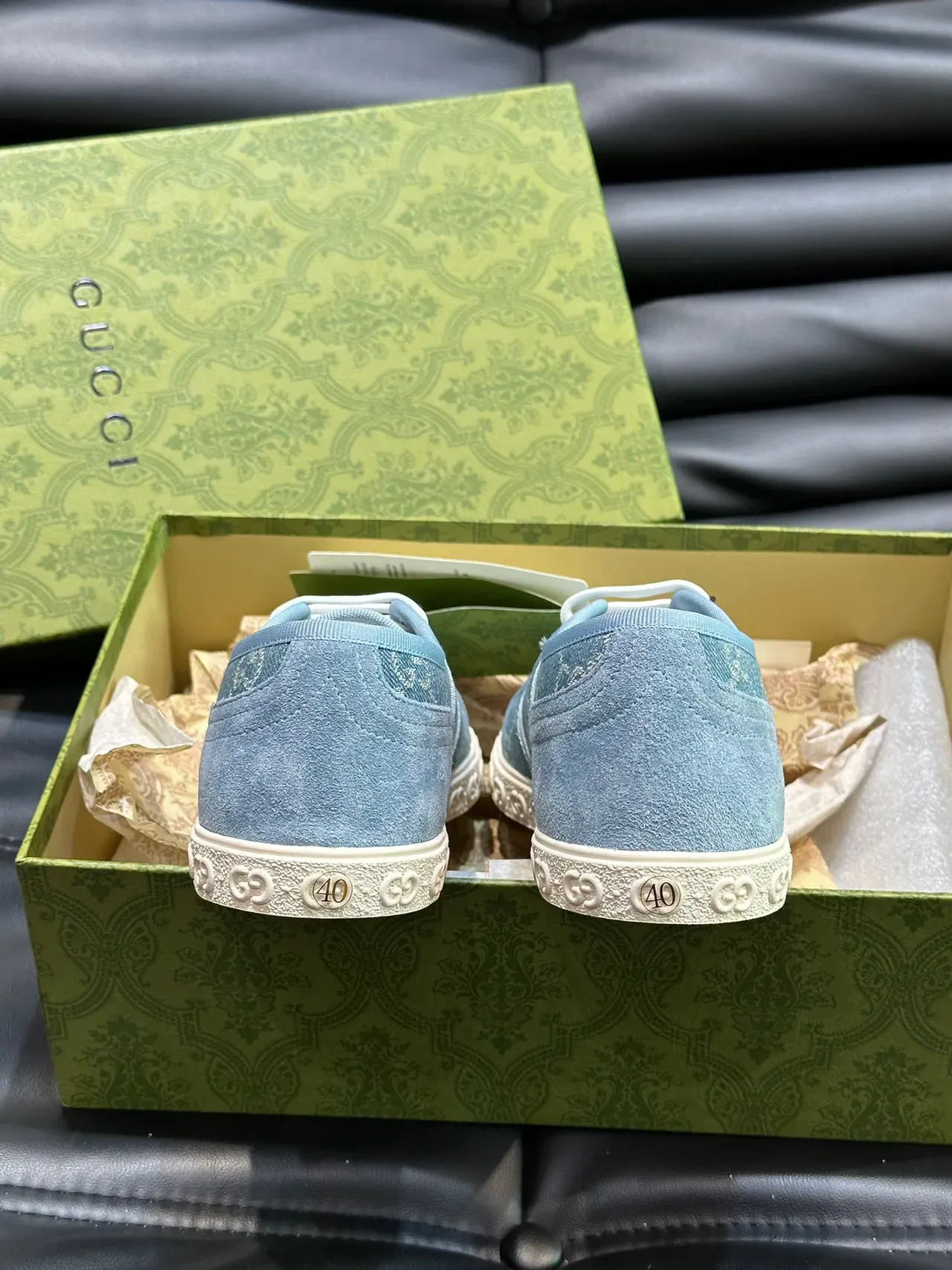 Gucci Ace Sneakers Bleu Blanc Toile GG Monogram Print 3