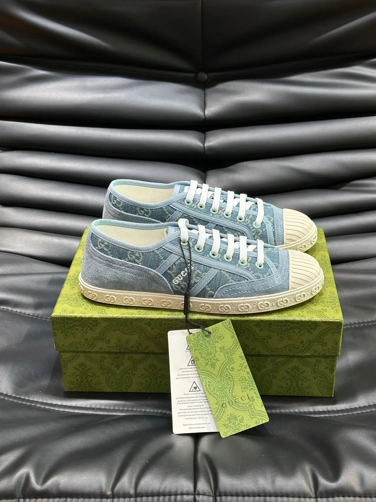 Gucci Ace Sneakers Bleu Blanc Toile GG Monogram Print 8