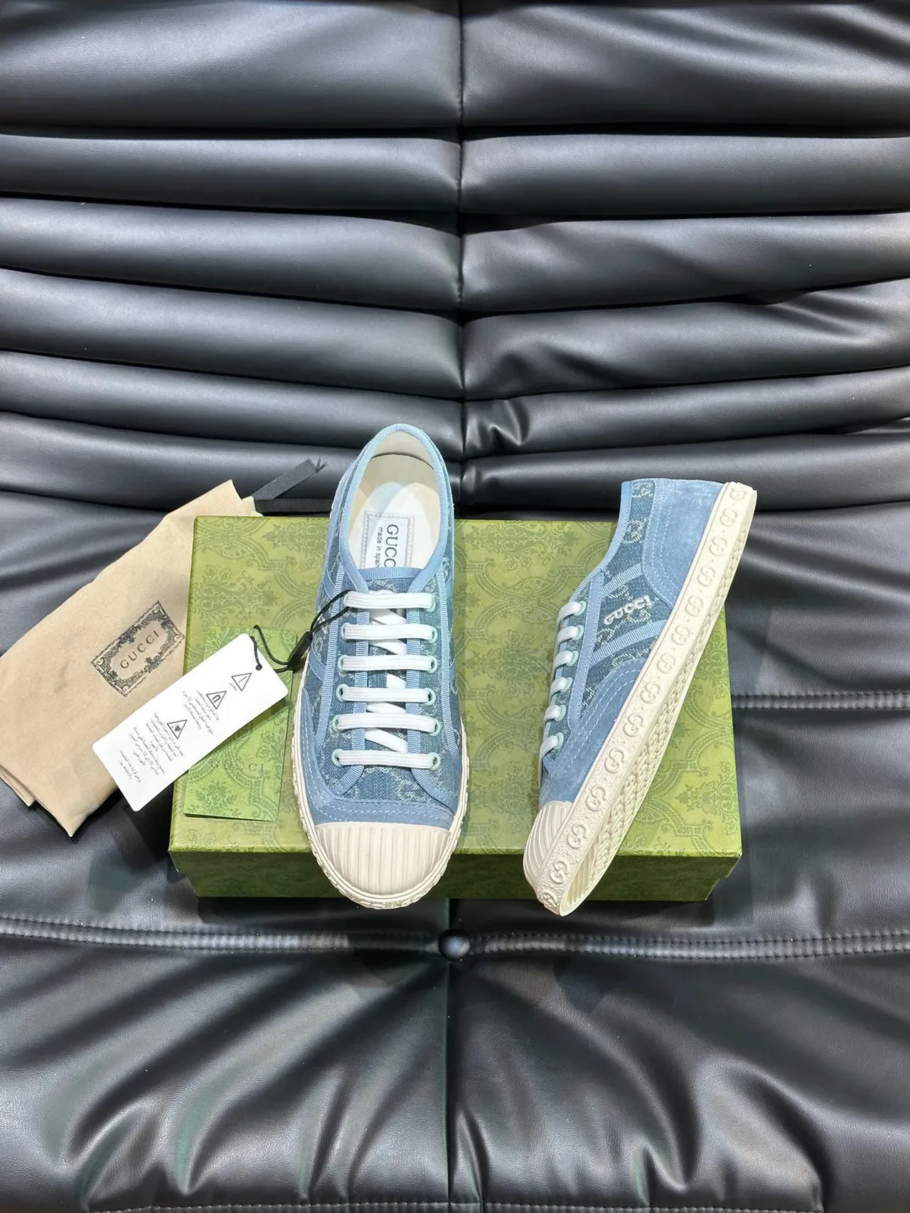 Gucci Ace Sneakers Bleu Blanc Toile GG Monogram Print 9