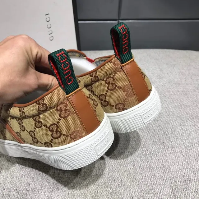 Gucci Ace বাদামী সাদা GG Supreme এমব্রয়ডারড NY লোগো ক্যানভাস শোজ 3