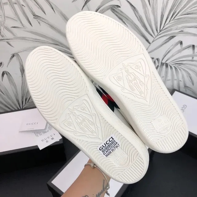 Gucci Ace Tiger Web Stripe White Leather Lifestyle Sneakers 5
