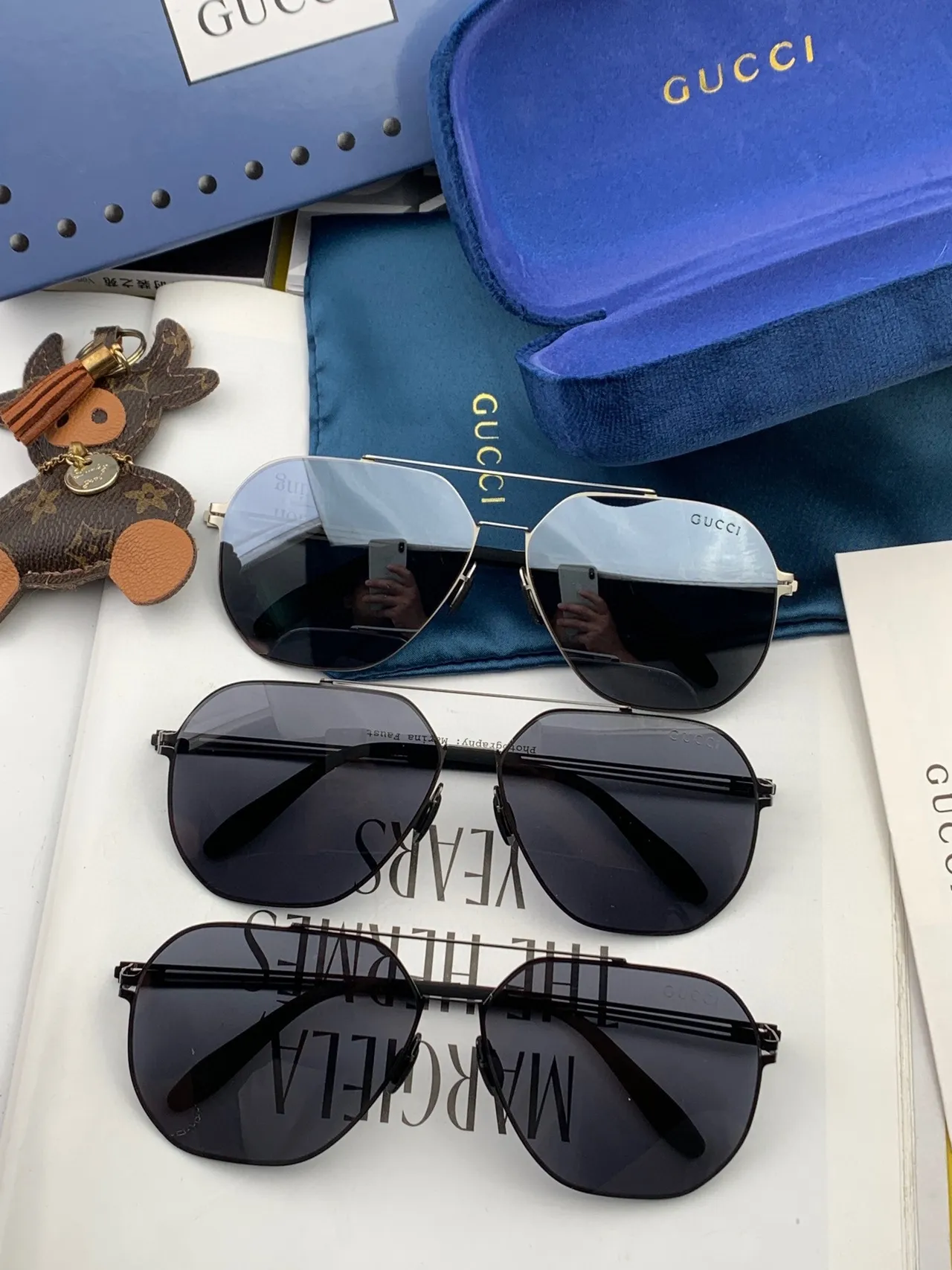 نظارات شمسية Gucci ستايل أفياتور إطار معدني أسود عدسة تدرجية 4