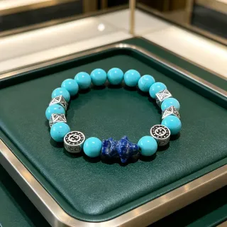 Gucci pulsera de turquesa y lapislázuli con cuentas