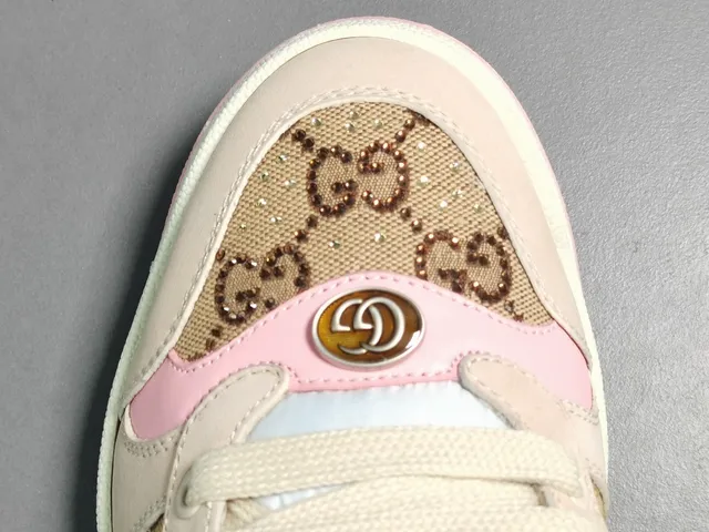 Gucci Beige Pink GG Monogram Canvas Web Stripe Lifestyle Sneakers 4