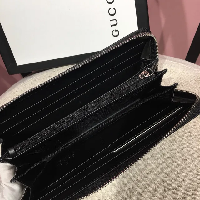 Gucci Black Embossed Double G Logo Matte Leather Long Wallet 3