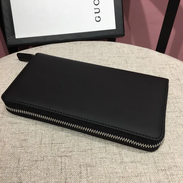 Gucci Black Embossed Double G Logo Matte Leather Long Wallet 6