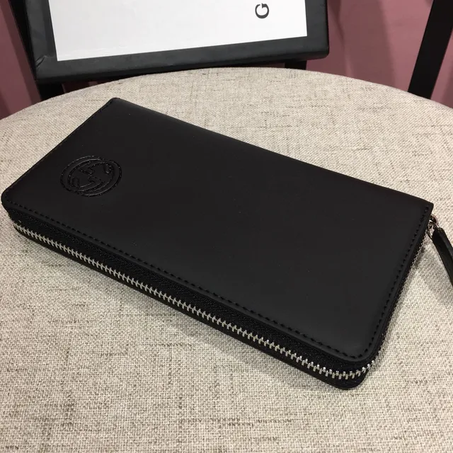 Gucci Black Embossed Double G Logo Matte Leather Long Wallet 7