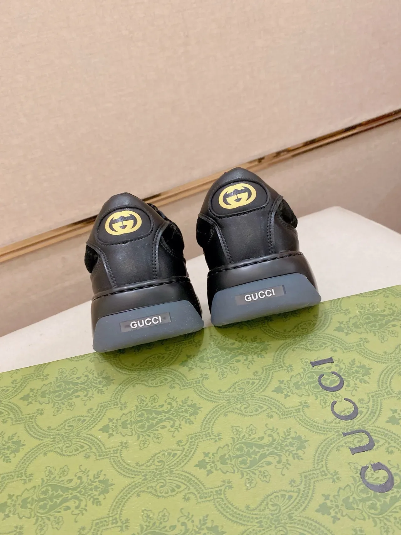Gucci Black Green GG Monogram Suede Leather Overlays Lifestyle Sneakers 3
