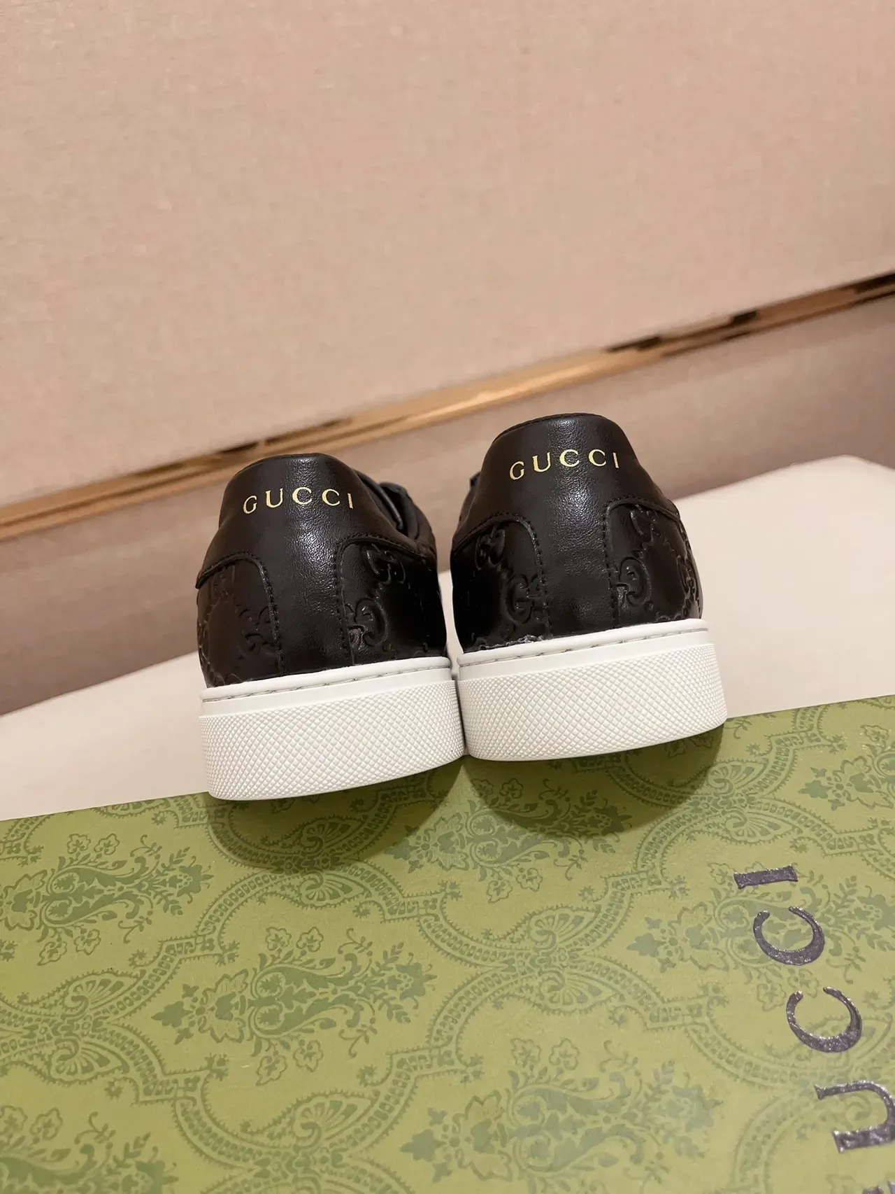 Gucci Black Red Embossed GG Leather Web Stripe Side Panel Lifestyle Sneakers 3
