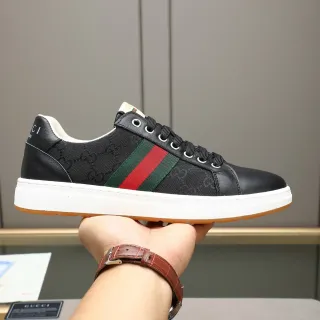 Gucci 黑红 GG Monogram 帆布 网状条纹细节 生活方式运动鞋