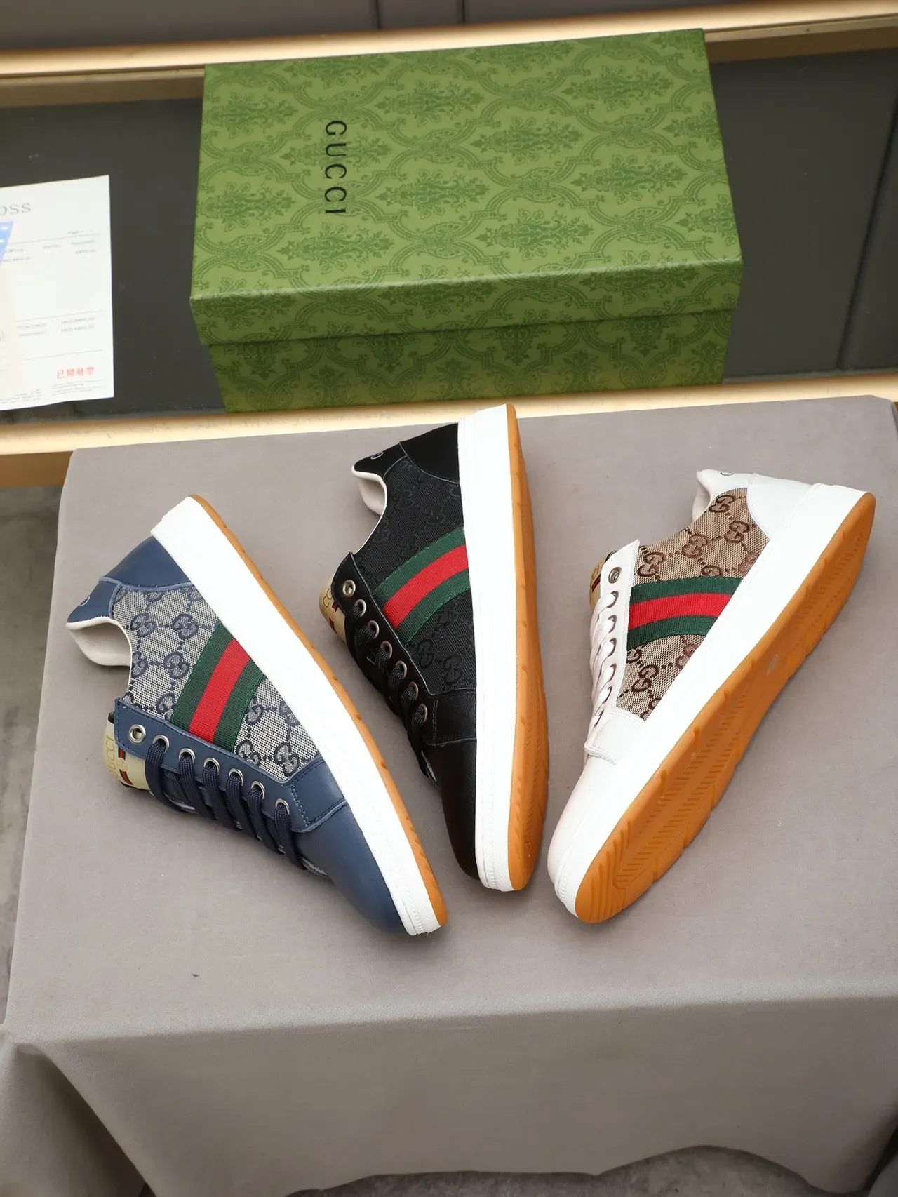 Gucci কালো লাল GG Monogram ক্যানভাস ওয়েব স্ট্রাইপ ডিটেল লাইফস্টাইল স্নিকার 2