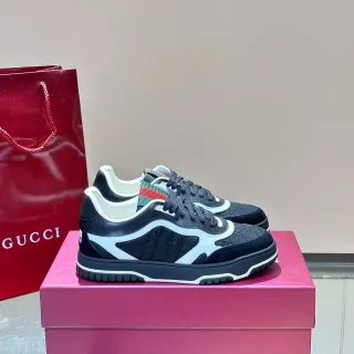 Gucci 黑白 GG Monogram 帆布 波浪叠加 生活方式运动鞋