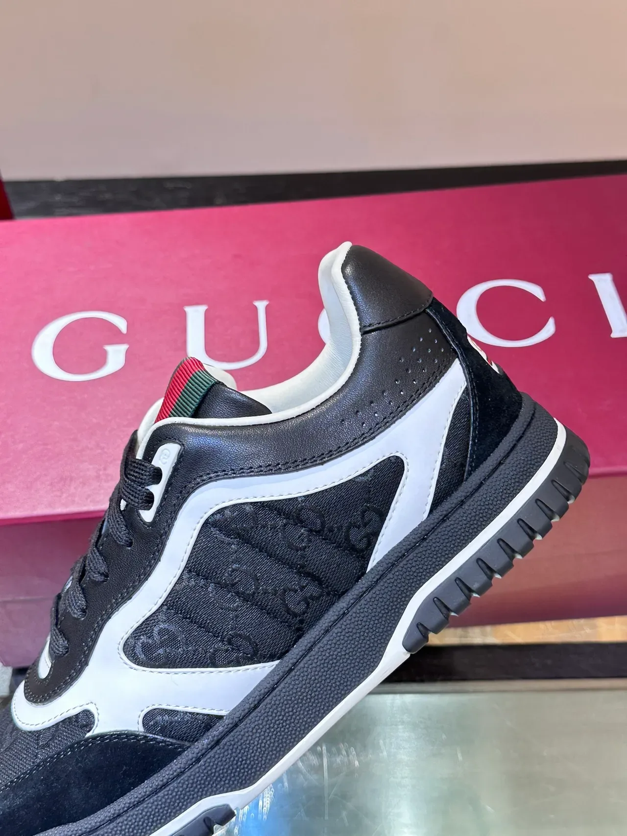 Gucci Black White GG Monogram Canvas Wave Overlay Lifestyle Sneakers 4