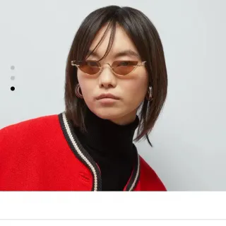Gucci بني ذهبي شكل عين القطة إطار معدني رفيع نظارات شمسية