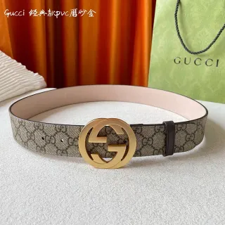 Gucci Classic GG Monogramme Canvas Interlocking G Buckle Ceinture en cuir