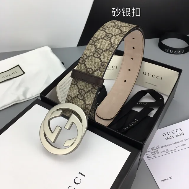Gucci Double G Belt Bege Marrom GG Monograma Lona Fivela Interligada Cinto de Couro 4