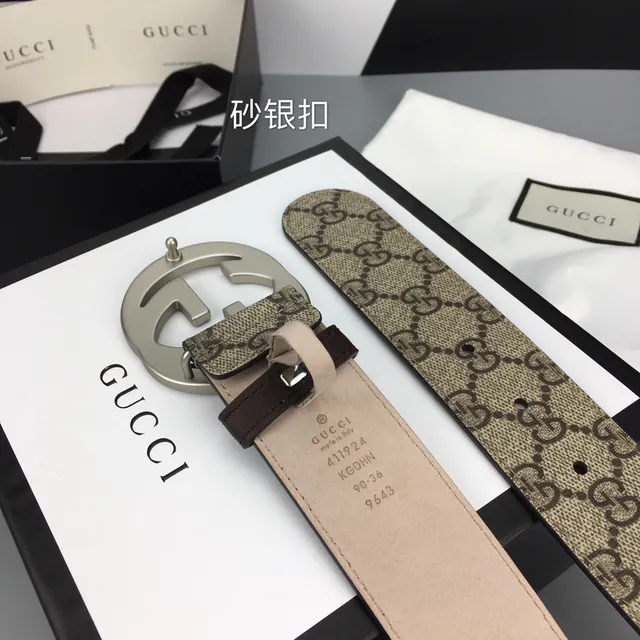 Gucci Double G Belt Bege Marrom GG Monograma Lona Fivela Interligada Cinto de Couro 8