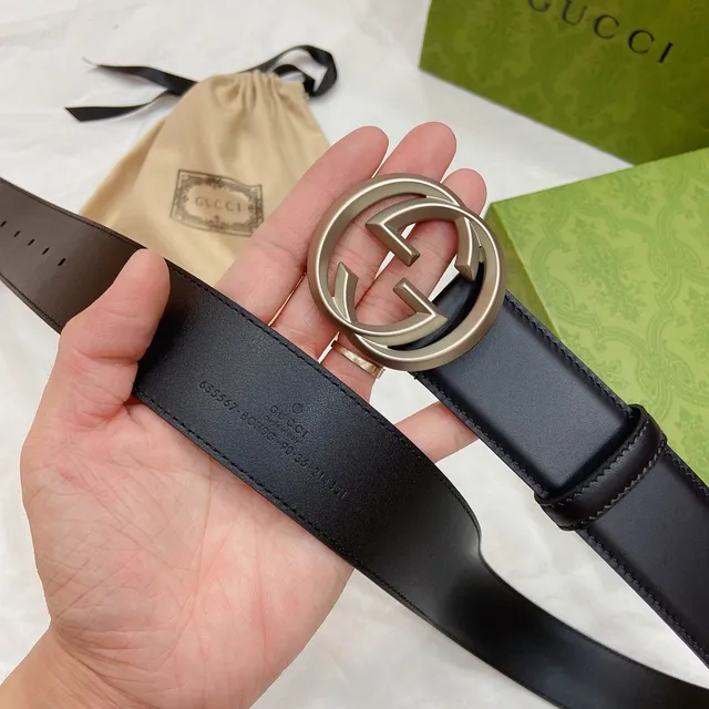 Gucci Double G Cinto Couro Preto Fivela Dourada Cinto Couro 3