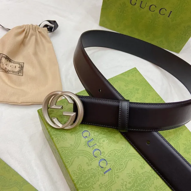 Gucci Double G Cinto Couro Preto Fivela Dourada Cinto Couro 9