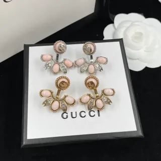 Gucci أقراط مروحة زهور وردية كريستال كابوشون