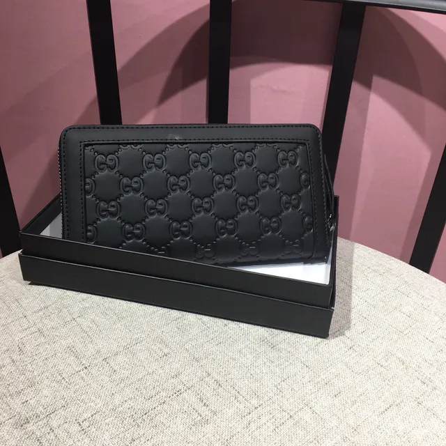Gucci GG Marmont Preto Embossado GG Carteira Longa 9