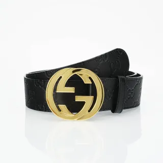 Gucci GG Marmont Preto Dourado embossado Monogram fivela G interlocking Cinto de couro