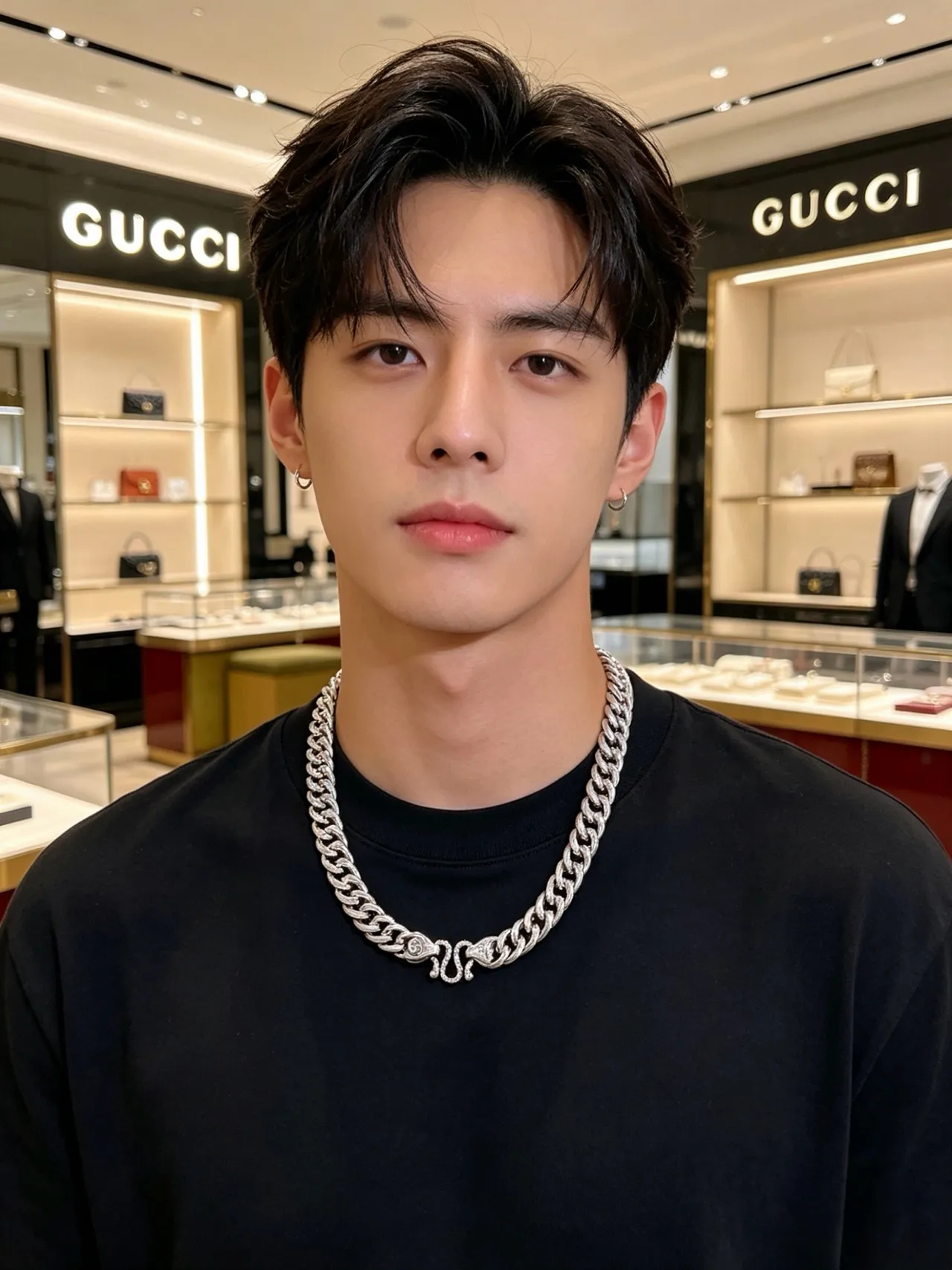 Gucci GG Marmont Collar Cadena Plata Pesada Cadena Curb-Link Pulida Collar 2