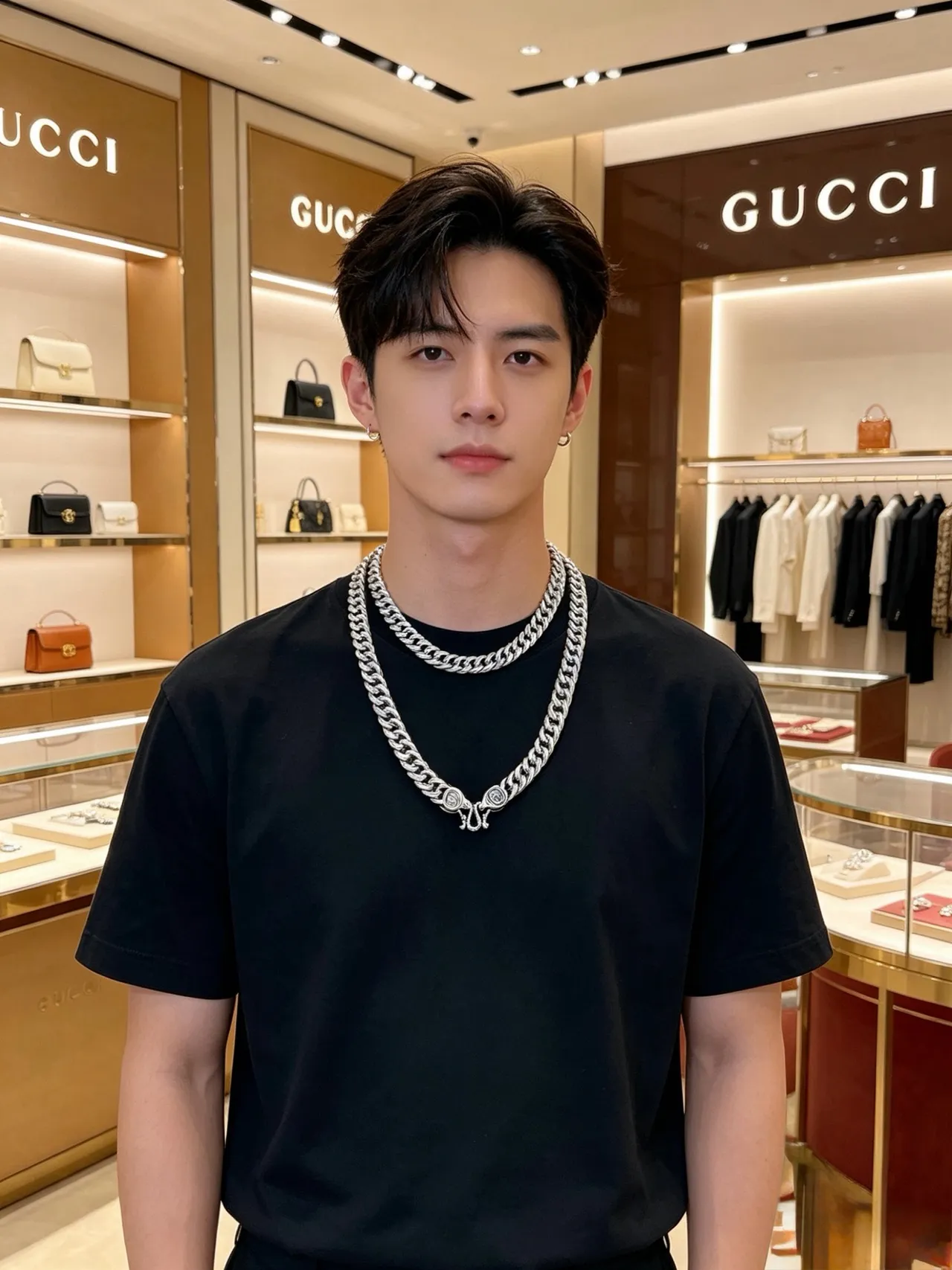 Gucci GG Marmont Collar Cadena Plata Pesada Cadena Curb-Link Pulida Collar 5