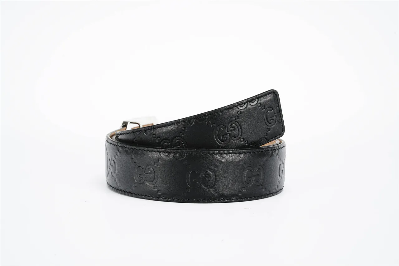 Gucci GG Marmont উভ্রান্ত Double-G কালো চামড়ার বেল্ট 3