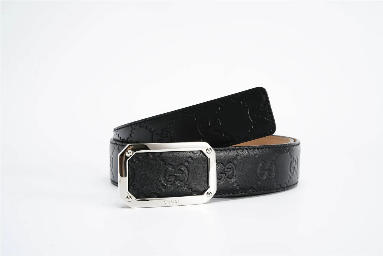 Gucci GG Marmont উভ্রান্ত Double-G কালো চামড়ার বেল্ট 4