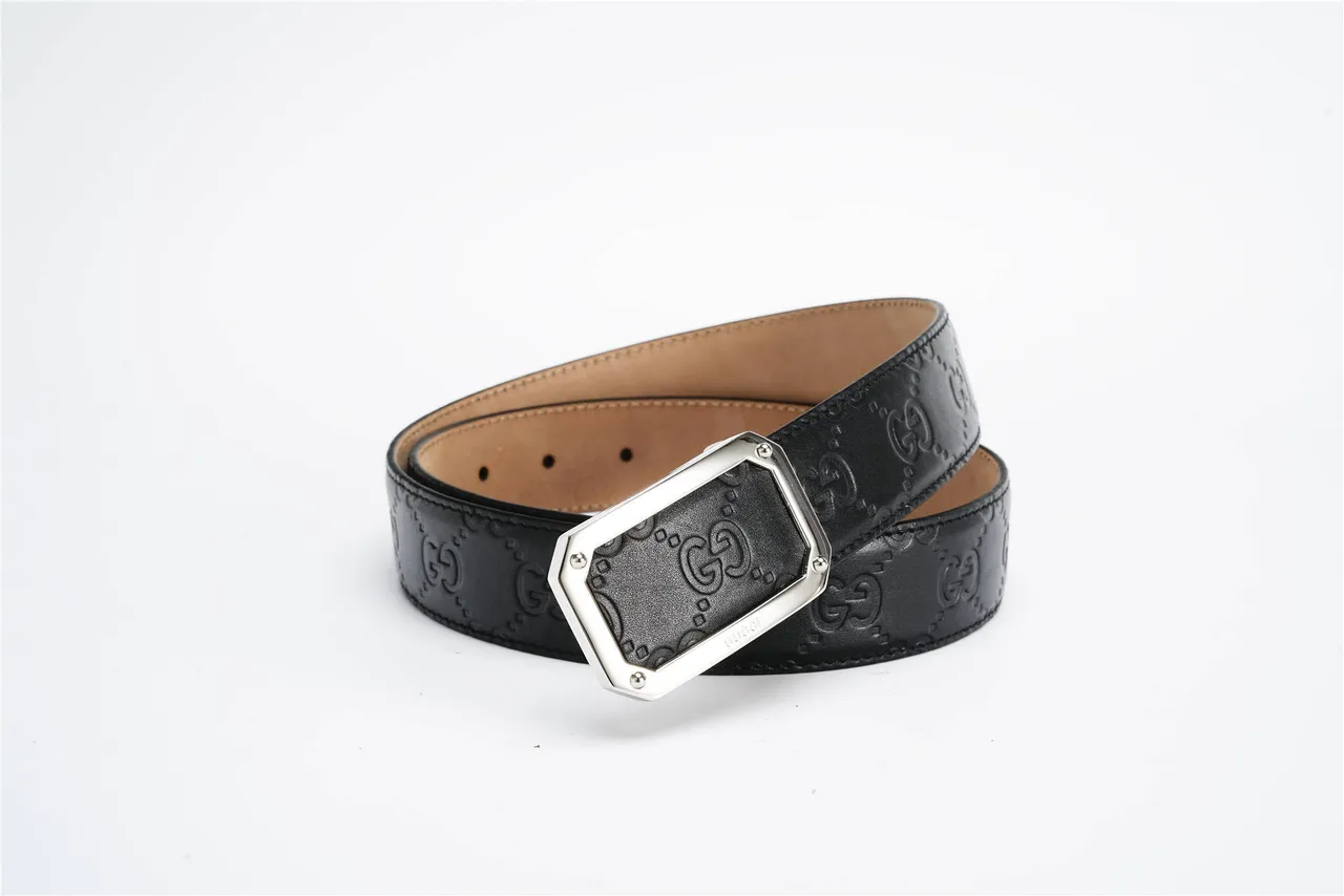 Gucci GG Marmont উভ্রান্ত Double-G কালো চামড়ার বেল্ট 5
