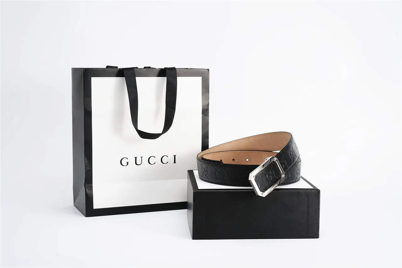 Gucci GG Marmont উভ্রান্ত Double-G কালো চামড়ার বেল্ট 6