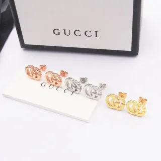Gucci GG Marmont ذهبي فضي Interlocking G Logo أقراط Stud