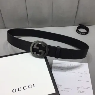 Gucci GG Marmont Interlocking G Cinto de couro preto