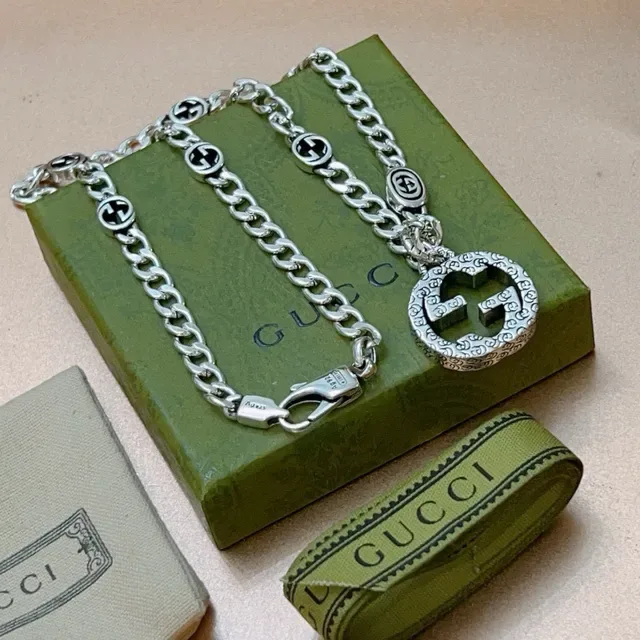 Gucci GG Marmont Interlocking G Crystal Pendant Necklace 2