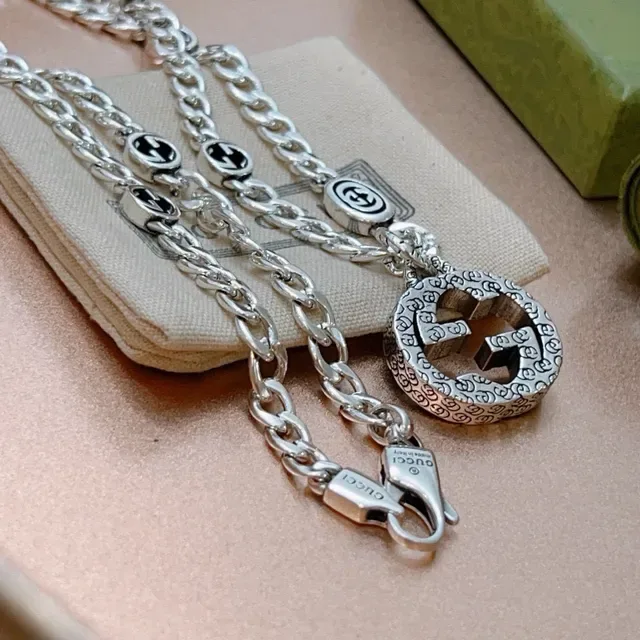 Gucci GG Marmont Interlocking G Crystal Pendant Necklace 3