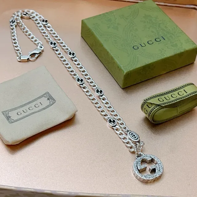 Gucci GG Marmont Interlocking G Crystal Pendant Necklace 5